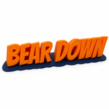 BEAR DOWN — Orange & Navy 3D Printed Display Sign (Large 9")